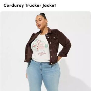 NWT TORRID BROWN CORDUROY TRUCKER JACKET SIZE 1